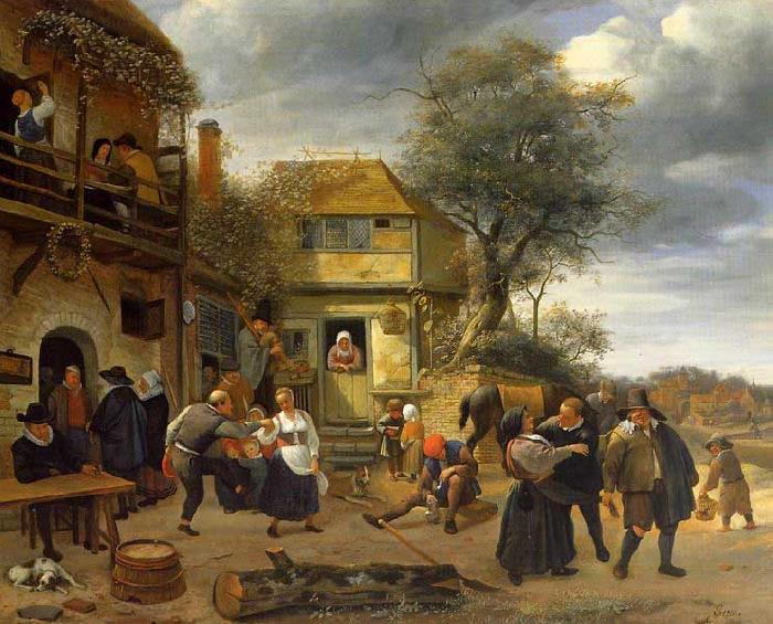 Jan Steen Peasants before an Inn Sweden oil painting art